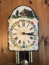 Black Forest-German Shield Clock-Movement Rebuilt-Lackschilduhr Clock-Price Drop