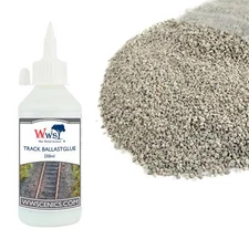 WWS 500g Ballast & 250ml Glue Kit for Model Rail Tracks – Fine Light Grey
