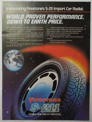 1984 FIRESTONE S-211 Import Car Radial Tire Magazine Ad