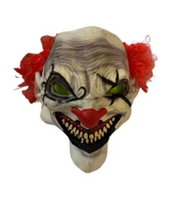 Evil Clown Mask Scary Red Hair Red Nose Adult Size.