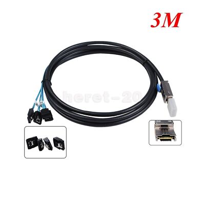 Mini SAS SFF-8088 to 4x SATA 7Pin Mini-SAS Male TO SATA Adapter Cable 3M 300CM
