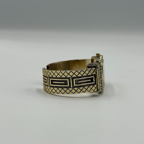 Vivani Watch Women Gold Tone Rectangular Cuff Bracelet Textured Band New Battery - Picture 9 of 13