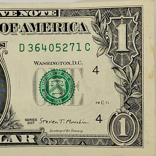 8 Digit Complete Broken Ladder Fancy Serial Number One Dollar Bill D36405271C