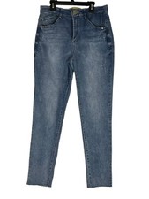 democracy ab solution jeans Size 8 Medium Wash Womens Distressed Raw Hem Ankle