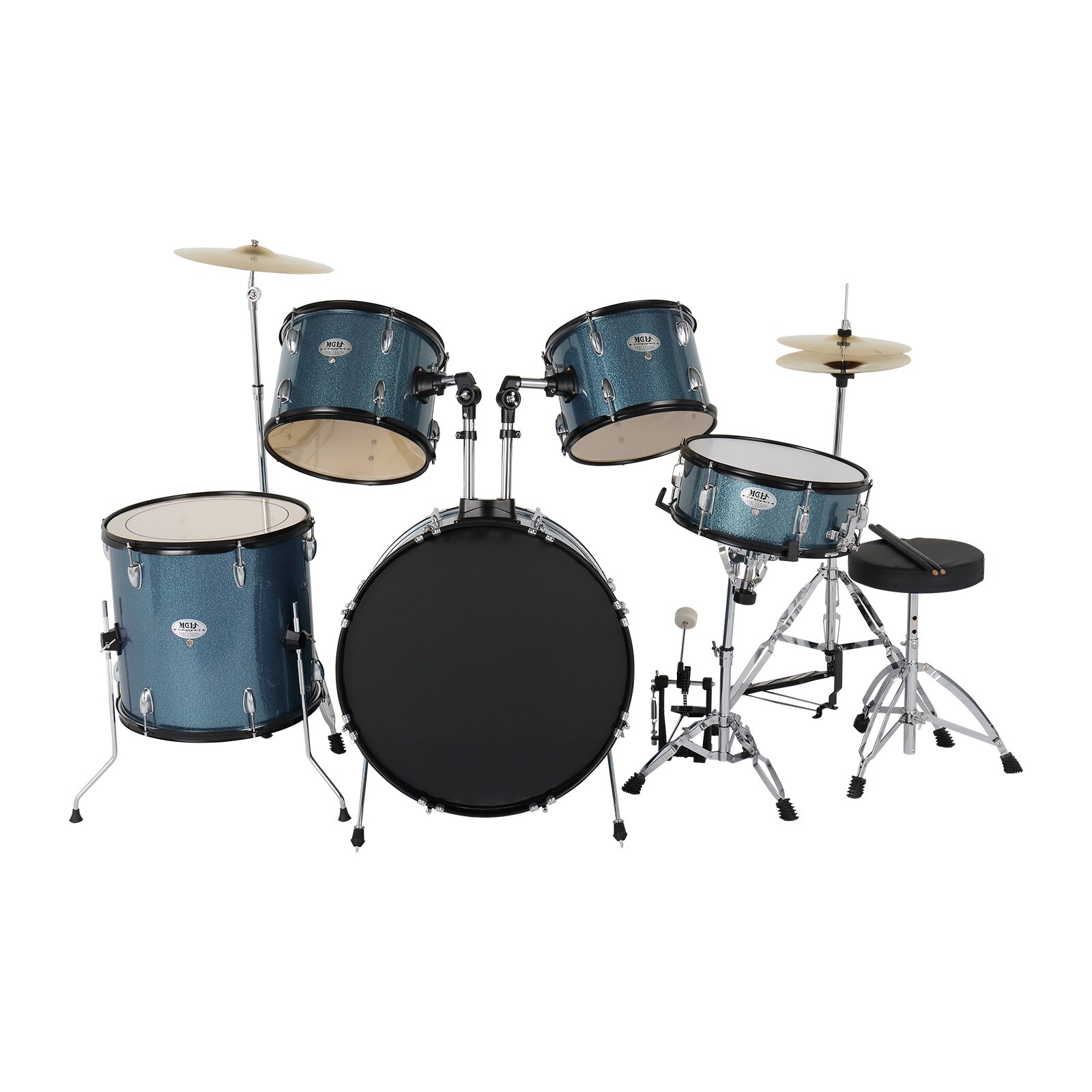 🎅FREE SHIPPING!🎅 Full Size Acoustic Drum Kit +Cymbals +Throne +Snare +Toms!