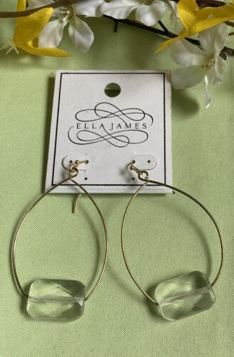 ELLA JAMES CLEAR COLORED BEAD OVAL HOOP EARRINGS RETAIL $24.99- NEW - Picture 2 of 5