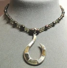 Real Sterling 925 Silver Pendant Necklace Abalone MOP Pearl Quartz Stone 17 in