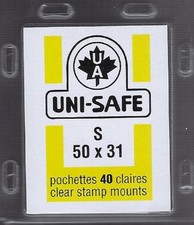 Prinz Uni-Safe "S" Top Opening #50x31  Stamp Mounts (Made in Germany) 40 Clear