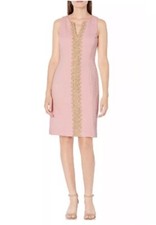 Pappagallo Shift The Brook Dress6 Mini Pink Gold Embroidered Overlay  Sleeveless