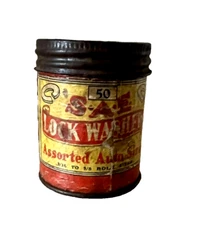 Vintage Tin (Empty)   S.A.E. Lock Washers Assorted Auto Sizes 50 FREE SHIPPING!