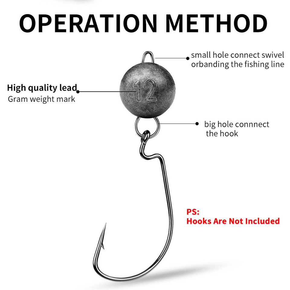 Ball Fishing Weights Sinkers with Snaps Cheburashka Cheb Jig Head DIY ...