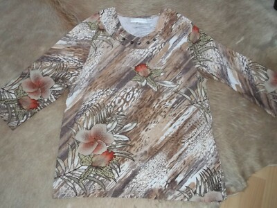 Domitex women's shirt 3/4 sleeve colorful/patterned size L second hand look!!