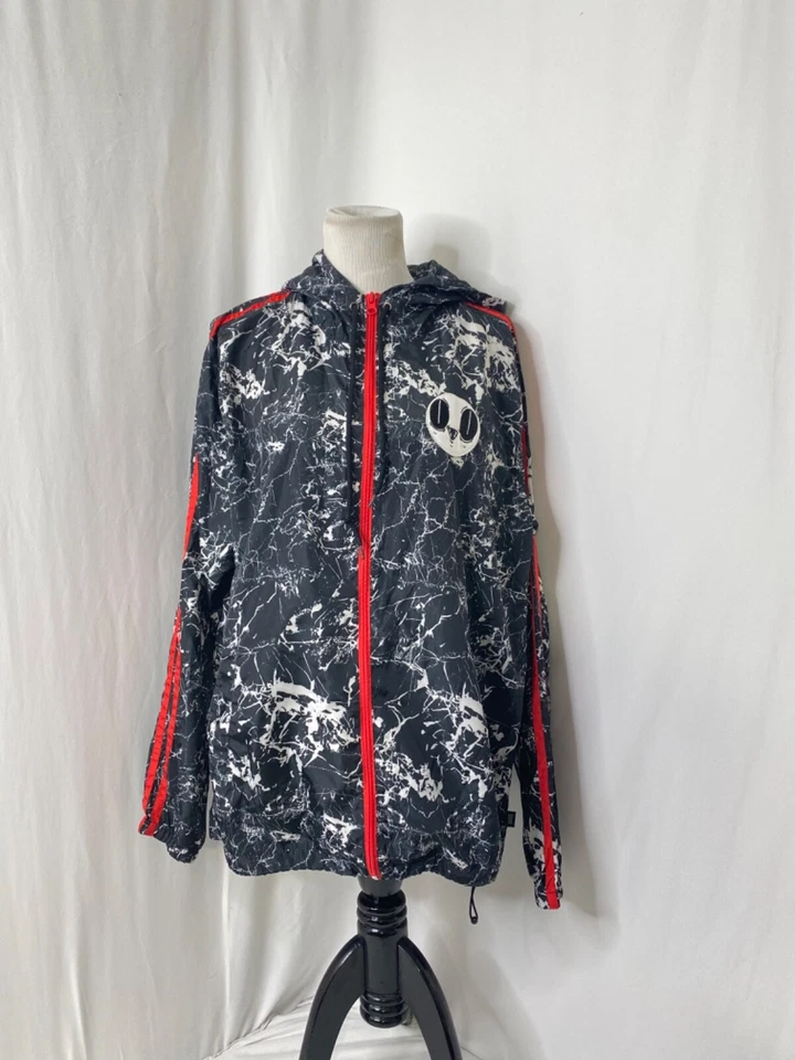 Jaqueta corta-vento masculina XL linda gigante preta branca e vermelha manga longa - Imagem 2 de 4