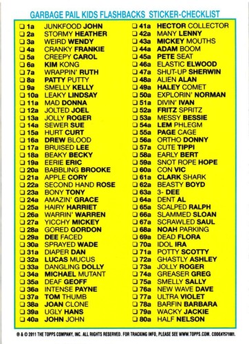 2011 Garbage Pail Kids Cards Flashback Series 2 GPK PICK YELLOW Base FBS2 FB2 - Bild 33 von 110