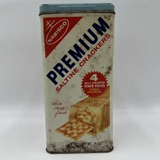 Vintage Nabisco Premium Bilingual Saltine Cracker Tin-Retro (D)