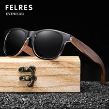 Handmade Unisex Wood Polarized Sunglasses UV400 Wooden Temple Outdoor Glasses