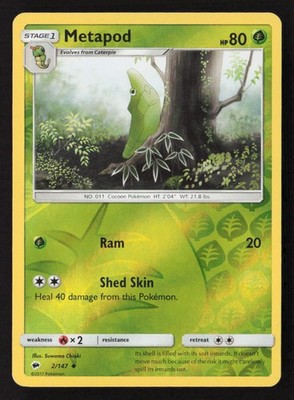Metapod Uncommon SM - Burning Shadows Reverse Holo 2/147 NM