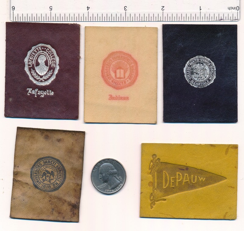 1910 Antique College and State Seal 2" x 2.75" Tobacco Leather Patches Lot of 5