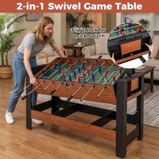 Foosball & Pool Combo 138CM Swivel Game Table 2-in-1