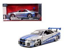 JADA 97158 2 FAST 2 FURIOUS BRIAN'S 1999 NISSAN SKYLINE GT R R34 1:24 SILVER NEW