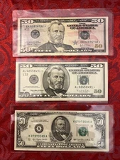Estate Sale Lot of 3 $50 Dollar Bill Star Notes * AU 1977 1996 2004 Crisp US UNC