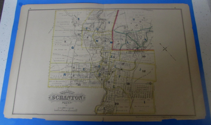 ORIGINAL 1877 SCRANTON PA.  INDEX (MAP) - BREAKERS / RAILROADS - VG