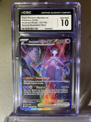 2025 Pokemon #231/182 Team Rocket's Mewtwo ex Destined Rivals CGC 10