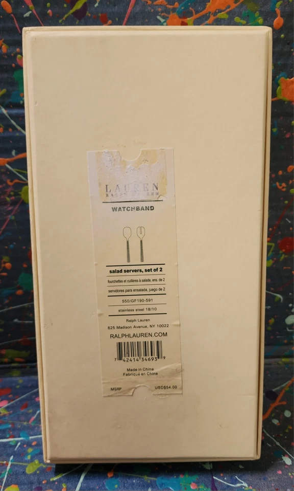 Stainless Steel Ralph Lauren Salad Servers  Spoon And Fork Watchband Design - Image 3 of 4