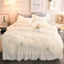 MUKKA Longfur Faux Fur Duvet Cover Set Queen, 3 Pieces Shaggy Bedding Set 1 ...