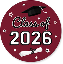 Class of 2026 Graduation round Stickers - Envelope Seals Party Favors, 1.75" -