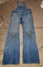 Patagonia Thrashed Womens XS Blue Steel Forge Denim Jean Bibs Work Overalls USA
