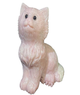 Pink Opal Carved Pussy Cat Carving 4 4/5 Inch 1 Lb 15.5 Oz 4470 Carat EC46/11125