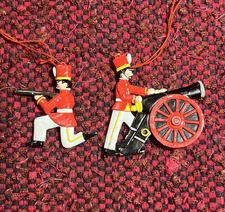 Vintage Cast Iron Ornaments British Royal Artillery Redcoat Infantrymen Action