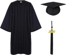 Unisex Adult Matte Graduation Cap and Gown Tassel Set Black, 48'' 5'3''-5'5''