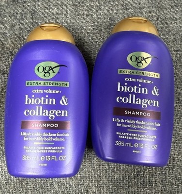 2 New OGX Biotin & Collagen Volumizing Shampoo 13oz Each