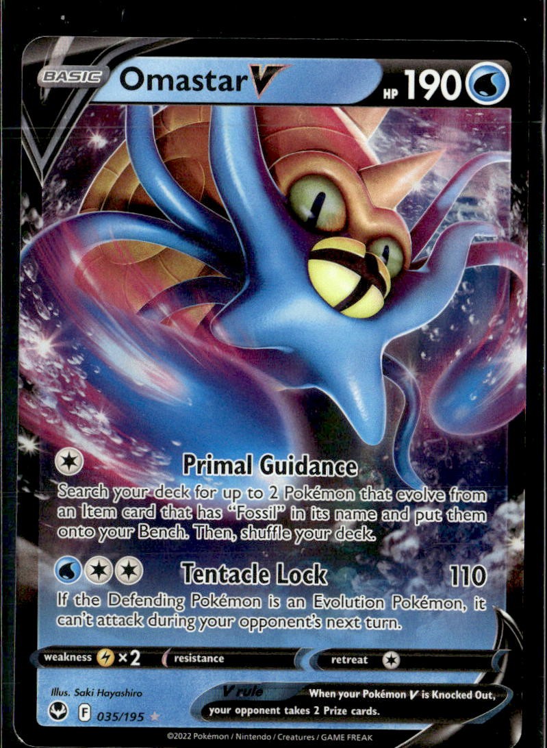 Pokemon OmastarV 035/195 Silver Tempest Holo Rare