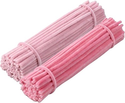200 Pink Chenille Pipe Cleaners for Crafts - Fluffy DIY Art Supplies