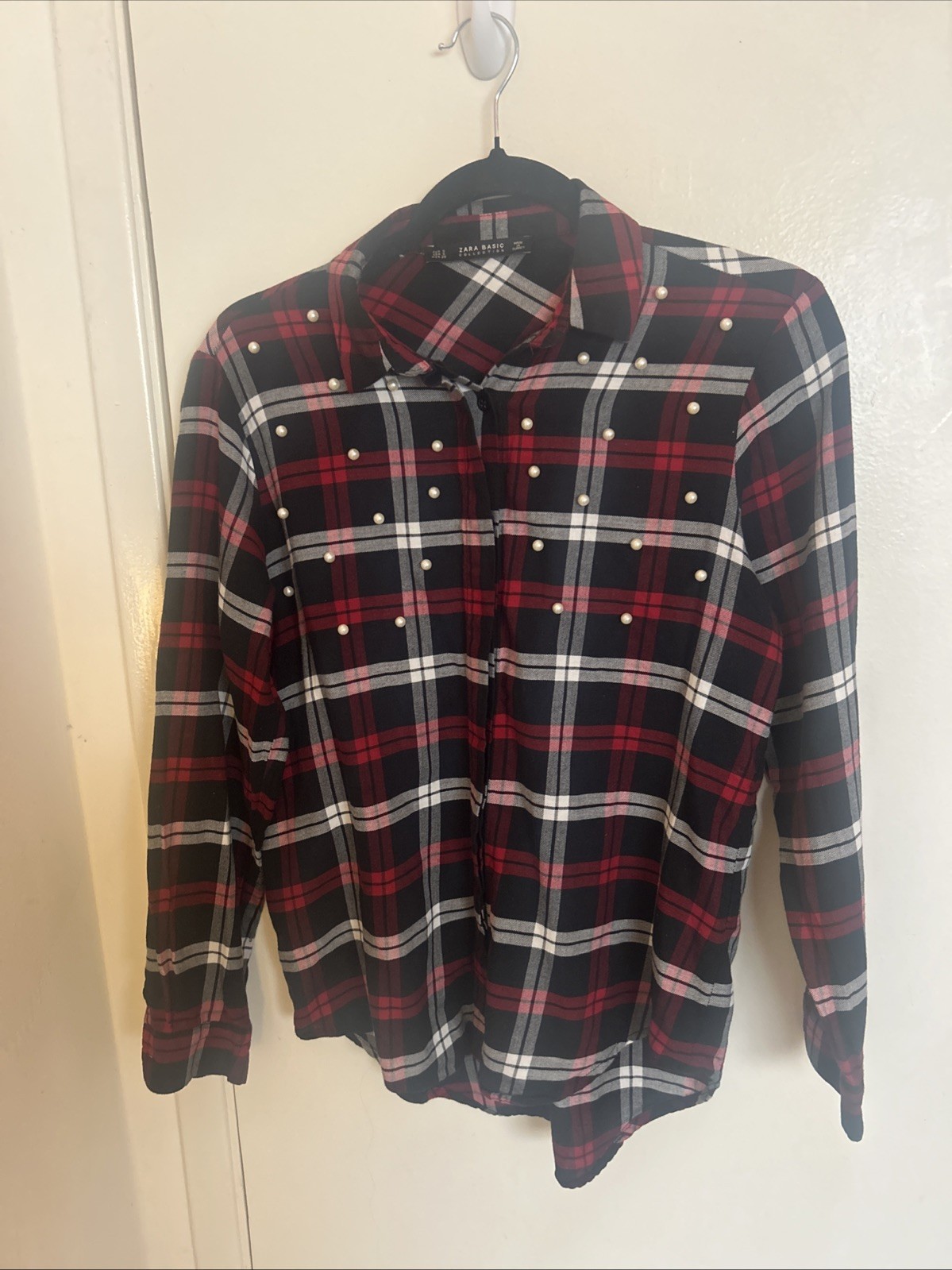 Zara Plaid Basic Button Up Flannel Size Small Fau… - image 1