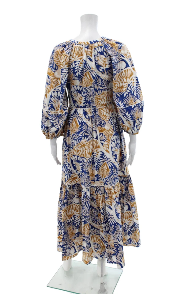 Staud Women's Long Sleeves Quarter Button Tiered Floral Maxi Dress Size XS - Image 3 of 4