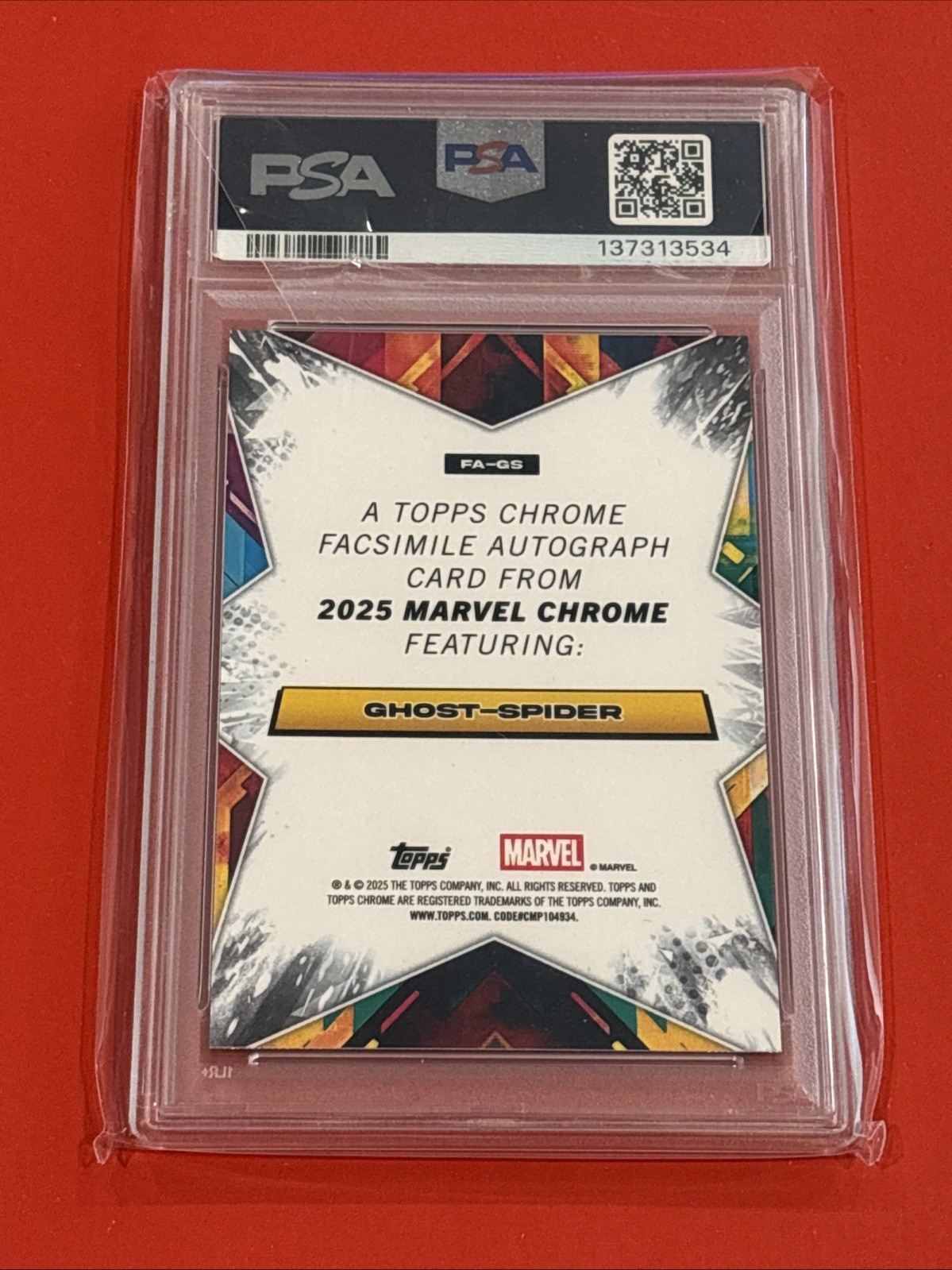 2025 Marvel Chrome PSA 10 GEM Mint Ghost-Spider Auto Gold Wave #d 48/50 Pop 1 view 4