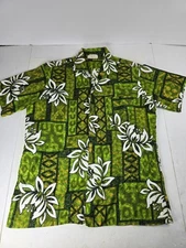 Vtg 60s GO BAREFOOT IN PARADISE Hawaiian Shirt Floral Aloha USA Men's Large