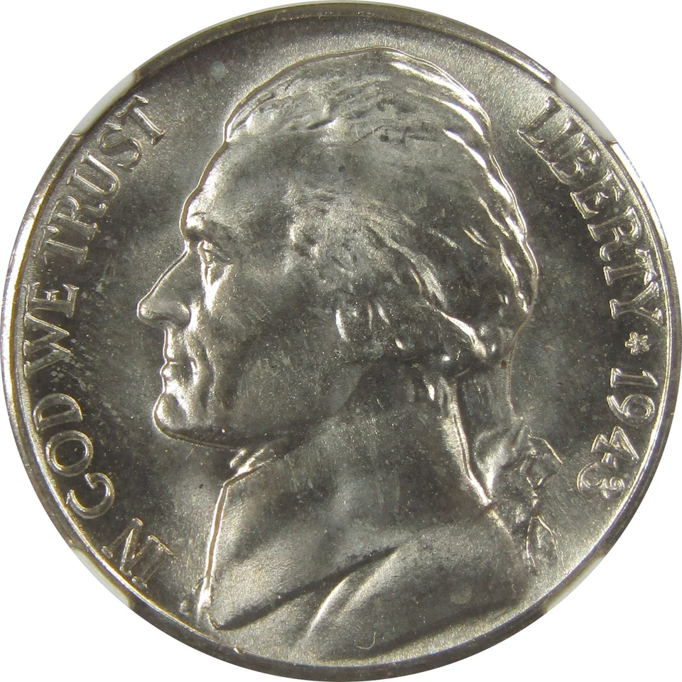 1943 S Jefferson Nickel MS 67 NGC Silver Bag Fragment SKU:I20345 - Image 3 of 4