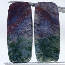 25.80Cts. 100 Natural Moss Agate Pair Cushion Cabochon Gemstone 12X29X4MM
