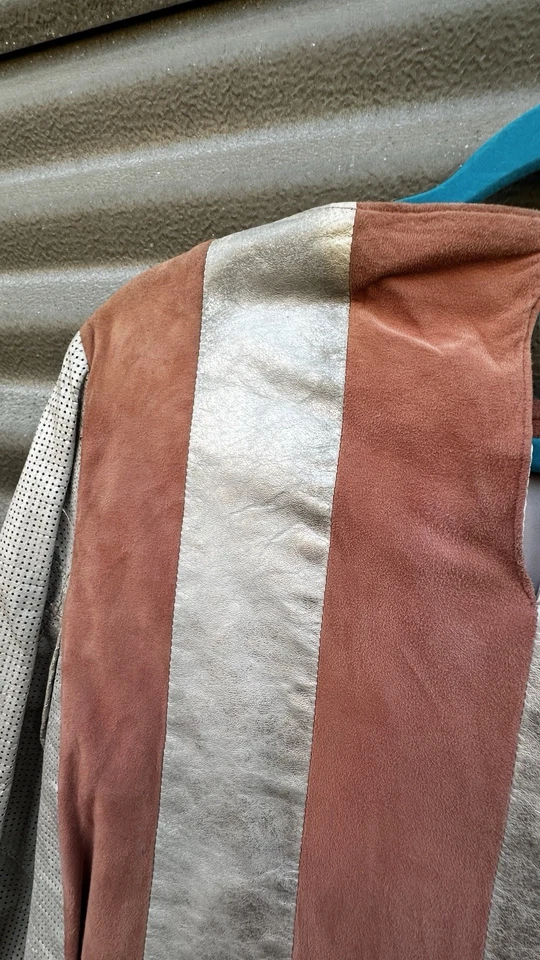 Karen Kane Genuine Leather Striped Snap Long Sleeve Shirt Blouse Womens 10 - Image 4 of 4