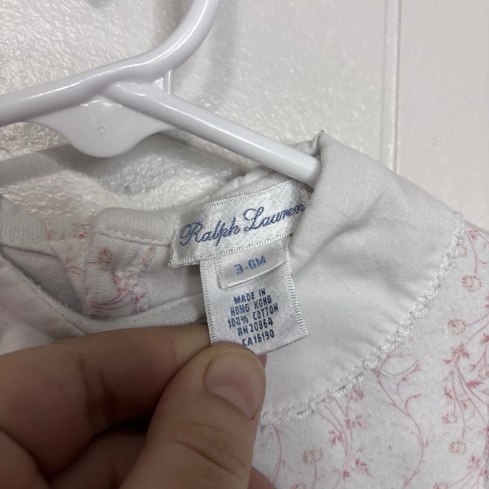 Vintage Y2K Ralph Lauren Ditsy Floral Footie Romper Baby Girl 3-6 Months Cotton - Image 4 of 4