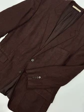 Joseph Abboud American Soft Linen Wool Blazer USA 43R Brown Summer