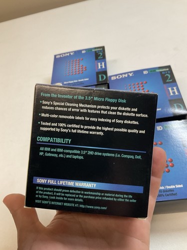 Sony MFD 2HD 3.5" Micro Floppy Disk IBM Formatted Diskette Pack NEW Lot Of 5 Box - 第 5/10 張圖片