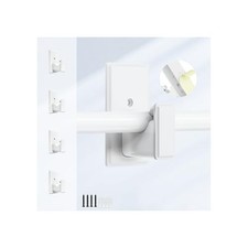 No Drill Curtain Rod Brackets:Self 4 Pack Brackets for rods 5/8"  White