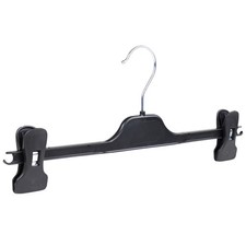 The Hanger Store Black Plastic Clip Hangers for Trousers, Skirts, Coat Clothes