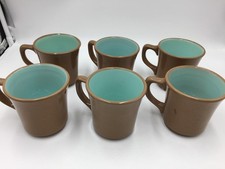 6 Taylor Mug Brown W/ Turquoise Center,Coffee Mug Cup,Made in USA Vintage